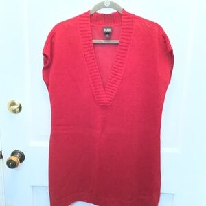 Eileen Fisher V Neck Red Tunic - Italian Yarn - 100% HEMP - Size Large